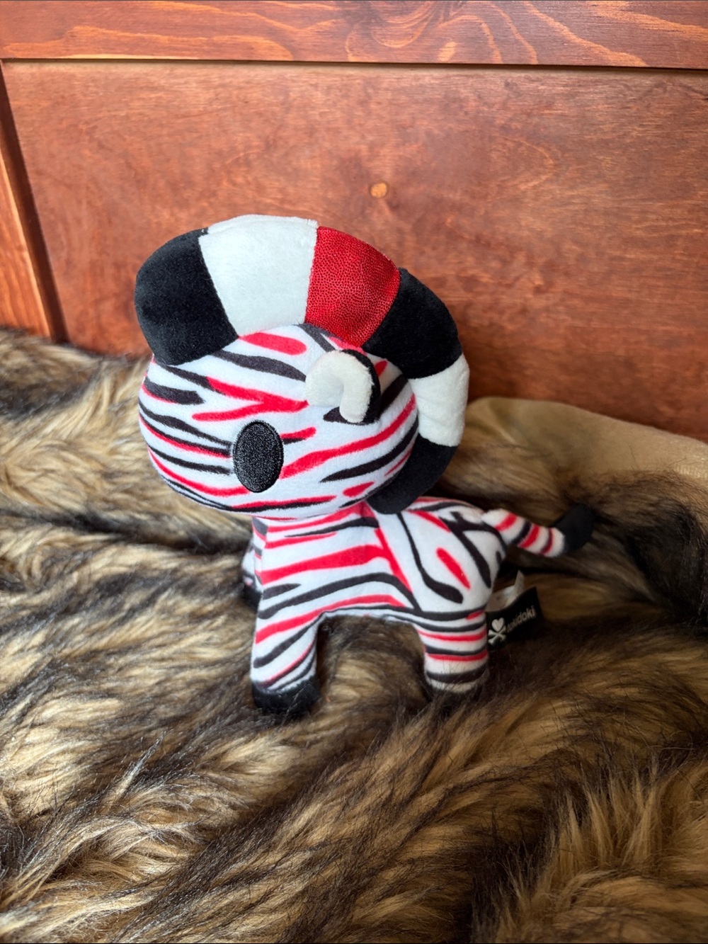 Tokidoki Plush Red Unicorn Striped Mohawk Stuffed Zebra Horse